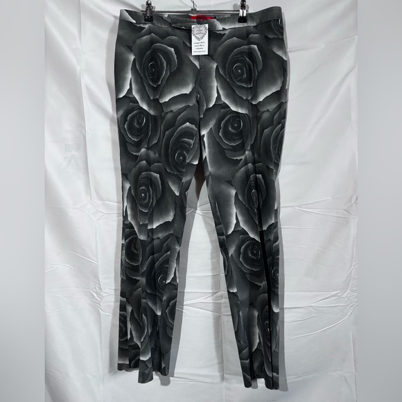 Y2K Rose Printed Jeans Stretchy XL / 10-12 Tension - Picture 2 of 8